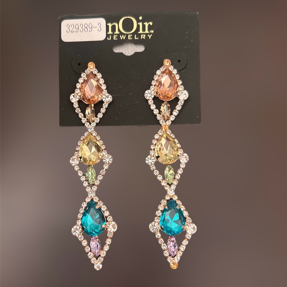 *NWT* nOir Earrings multicolor rainbow crystal Pride drop